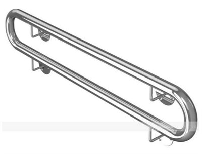 Поручень опорный, двойной, с кронштейнами, пристенный, горизонтальный, нержавеющая сталь, D38 мм 0281748