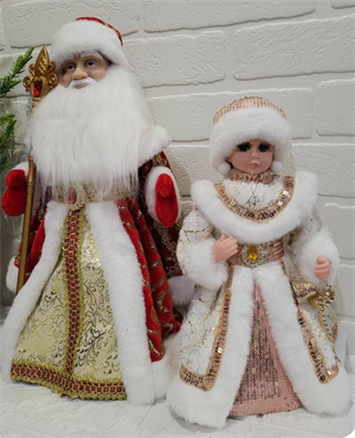 Дед Мороз 40 см+ Снегурочка 30 см в шубах/ Музыкальные интерьерные куклы под елку wK77Hk3wiJwwWR3KcJ7Yw2 - фото 1424849