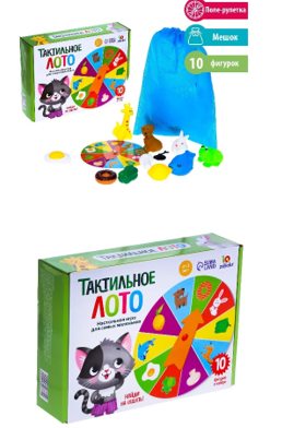 Тактильное лото с игрушками «Животные и продукты», по методике Монтессори 01960