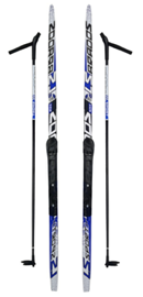 Пластиковые лыжи STC без насечки+ палки стеклопластик + механическое крепление NNN ELVA (коньковый стиль катания) 01575 - фото 1425118