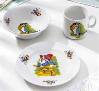 Набор детский «Лесовичок», 3 предмета: салатник 360 мл, тарелка d=17 см, кружка 200 мл 027159