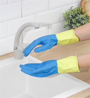 Перчатки хозяйственные резиновые Доляна, размер S, плотные, 80 гр, цвет МИКС 027490