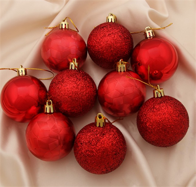 Ёлочные игрушки, шары новогодние , пластик, набор d-6 см, 9 шт "Камилла" красный 02830962748 - фото 1426844