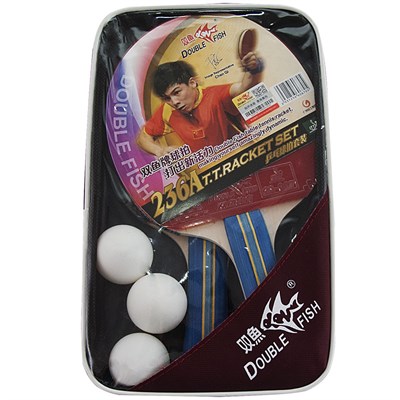Набор для настольного тенниса Double Fish 236A, 2 ракетки и 3 мяча с сумкой-чехлом 32111