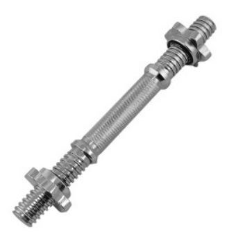 Гриф гантельный TORRES, d31 мм, 35 см, сталь, замок-гайка, хром 0281285