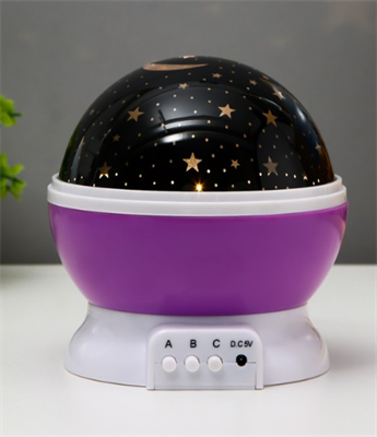 Ночник-проектор "Звёздное небо", вращение, (4ААА или USB) фиолет. 12*10 см RISALUX 0282763