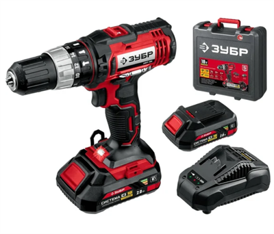 Ударная дрель-шуруповер ЗУБР 18В, 2 АКБ 02830324