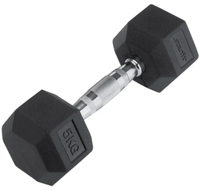 Гантель обрезиненная 5 кг, черная 027722