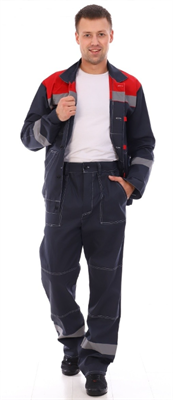 КОСТЮМ РАБОЧИЙ МУЖСКОЙ СЕРЫЙ, КРАСНЫЙ 0282630