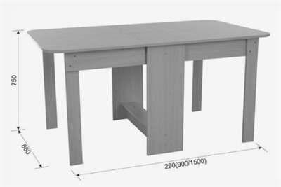 Стол-книжка раскладной, 1500 х 860 х 750, дуб сонома 0283095393