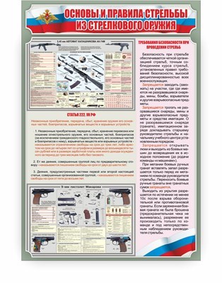 Стенд «Основы правила стрельбы из стрелкового оружия» 690 х 1000 мм пластик 3 мм ОП02