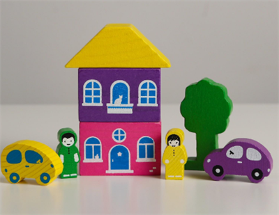 Деревянный конструктор «Цветной городок» фиолетовый, 8 деталей, Томик 027249