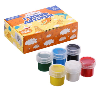 Гуашь 6 цветов Calligrata, по 20 мл 02829345