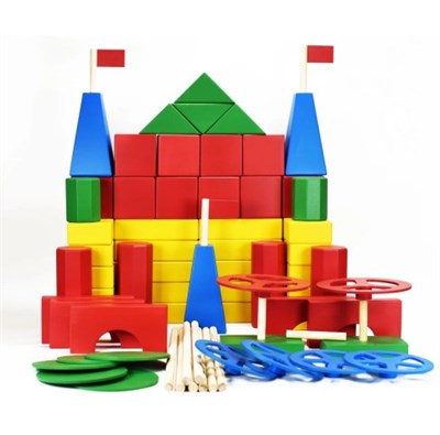 Напольный деревянный цветной конструктор по методике Поликарпова (75 элементов) для группы детского сада 0283096600292