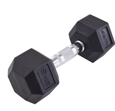 Гантель гексагональная 9 кг, обрезиненная, черный 0281040