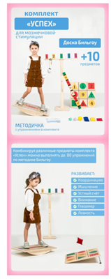 Доска Бильгоу + 10 предметов, комплект «Успех» для мозжечковой стимуляции 01992