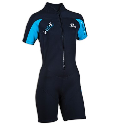 Гидрокостюм для плавания женский SALVAS Shorty Sirene Lady, с короткими рукавами и шортами, чёрно-голубой 30804