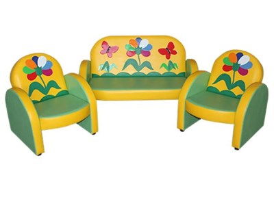 "Малыш с аппликацией" комплект детской мягкой мебели Семицветик желто-салатовый 0281085