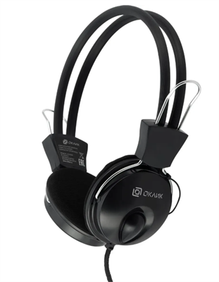 Гарнитура Oklick HS-M200, для компьютера, накладные, проводные, черный 02830962630
