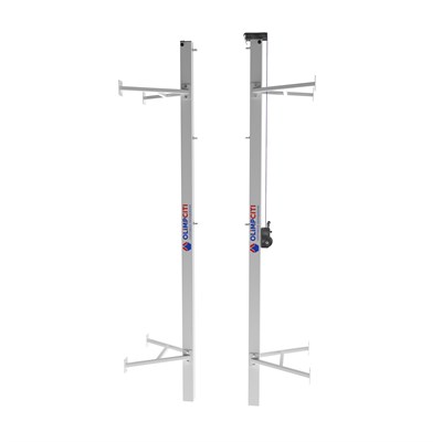 Стойки пристенные универсальные алюминиевые 80х80 с механической лебедкой натяжения сетки ОС-14687