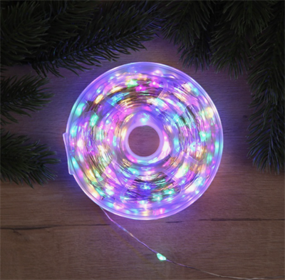 Гирлянда «Нить» 100 м роса, IP44, серебристая нить, 1000 LED, свечение мульти, 18 В 02830962736 - фото 1431381