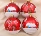 Набор шаров пластик d-7 см, 4 шт "Избушка" красный 01006 - фото 1431649