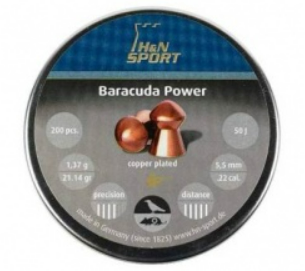 ПУЛИ H&N BARACUDA POWER 5,5ММ, ОМЕДНЕННЫЕ, 1,37 ГР. (200 ШТ.) 027539