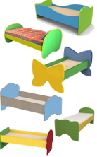 КРОВАТЬ С ФИГУРНЫМИ СПИНКАМИ "ВОЛНА", "ЯБЛОЧКО", "БАБОЧКА", "ОБЛАЧКО". "ГРИБОК" 2 00751