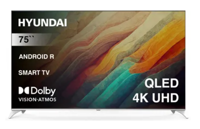 75" Телевизор Hyundai H-LED75QBU7500, QLED, 4K Ultra HD, черный, СМАРТ ТВ, Android TV 0282393