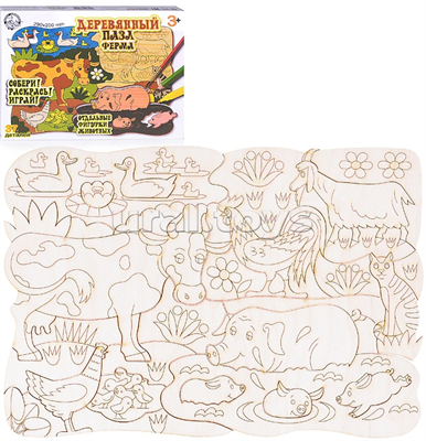 Пазл-вкладыш деревянный "Ферма" (29х20см) 37 эл dpsmL-JhhwGbyBggnSAMK1