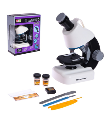 Микроскоп детский «Юный ученый» кратность х100, х400, х1200, подсветка, цвет белый 02354