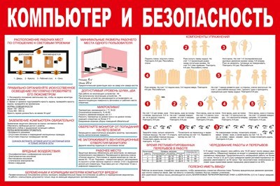 Стенд Компьютер и безопасность размер 1200 х 800  пластик 3 мм 2392