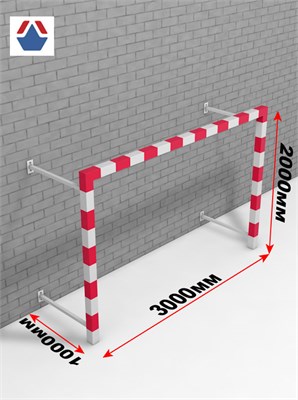 Ворота гандбол - минифутбол 3х2х1 сталь пристенные складные (КРАСНЫЙ) ОС-14064-1