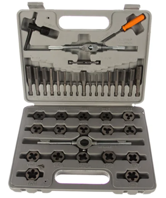 Набор метчиков и плашек SPARTA М3-М12, плашко-метчикодержатель, 40 предметов, в пластиковом боксе 773155 0283095268