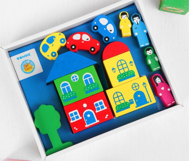 Конструктор «Цветной Городок» синий, 14 элементов 027250