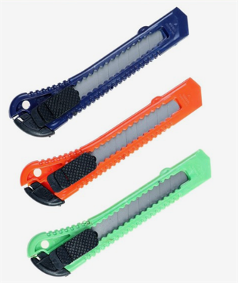 Нож канцелярский, лезвие 18 мм, корпус пластик, фиксатор, блистер, МИКС 0283095113