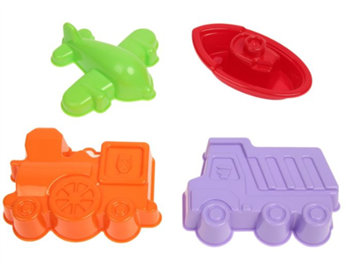 Набор №258, 4 формочки: самосвал, паровоз, самолёт, кораблик "Юнга", цвета МИКС 0282878