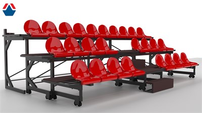 Трибуна телескопическая 3-х рядная на 26 мест без ограждения ОС-15501