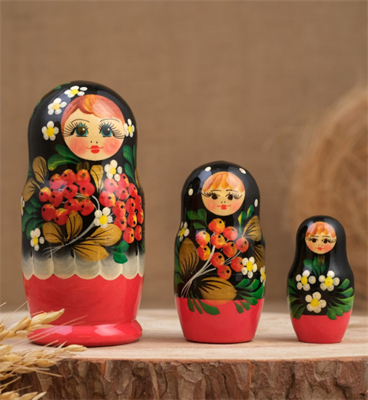 Матрёшка «Рябина», чёрный платок, 3 кукольная, 12 см 60ihMMtDjobzC8z6fB8Qv3