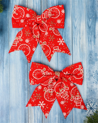 Ёлочные игрушки 2 шт. «Зимнее волшебство. Бант классика Снеговик» пластик, 15х13 см, красный 02830962745 - фото 1435773