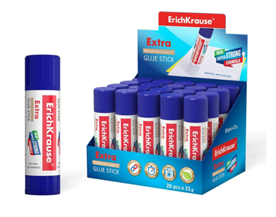 Клeй-карандаш ErichKrause Extra PVP, 21 г, усиленный 02829314
