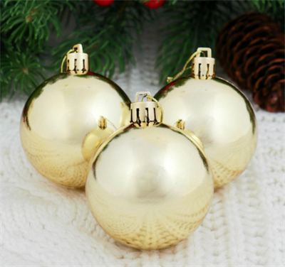 Ёлочные игрушки, шары новогодние , пластик, набор d-6 см, 6 шт "Глянец" золото 02830962753 - фото 1437253