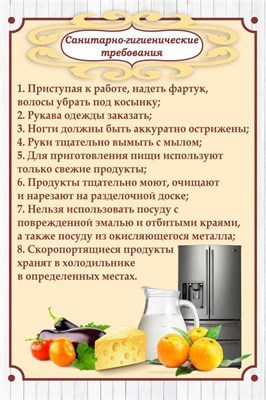Стенд "Санитарно-гигиенические требования пластик 3мм 600 х 900 мм пластик 3мм ОБШ3