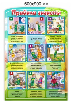 Стенд правила гигиены 600 х 900 пластик 3мм ПГ3
