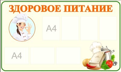 Стенд Здоровое питание 1500 х 900 пластик 3мм, карманы А4-7шт. ЗП4