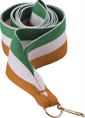 Лента для медалей (зеленый/белый/оранжевый, 22 мм.) 0283096600565