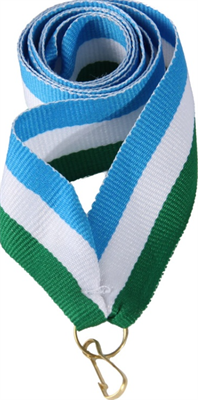 Лента для медалей (голубой/белый/зеленый, 22 мм.) 0283096600571