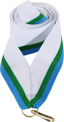 Лента для медалей (белый/зеленый/голубой, 22 мм.) 0283096600635
