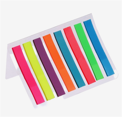 Блок - закладка с липким краем, 5×45 мм, пластик, 8 цветов по 21 листу, в блистере, МИКС 0283096601099
