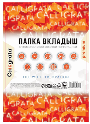 Файл-вкладыш А4, 70 мкм, Calligrata, плотный, матовый, вертикальный, 50 штук 0283096601092
